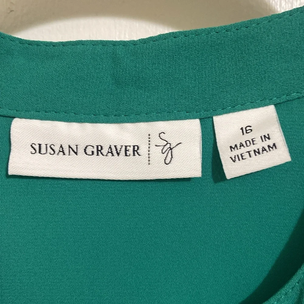 Susan Graber Teal Long Sleeve Blouse size 16 - Picture 4 of 10